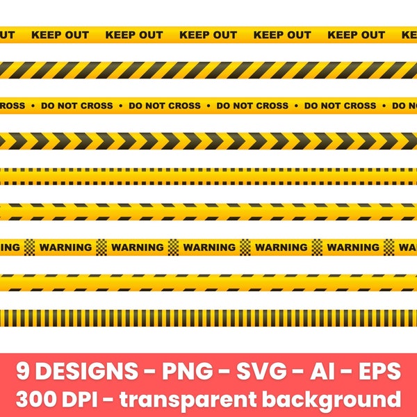 Let op tape clipart set. Digitale afbeeldingen of vectorafbeeldingen voor commercieel en persoonlijk gebruik.