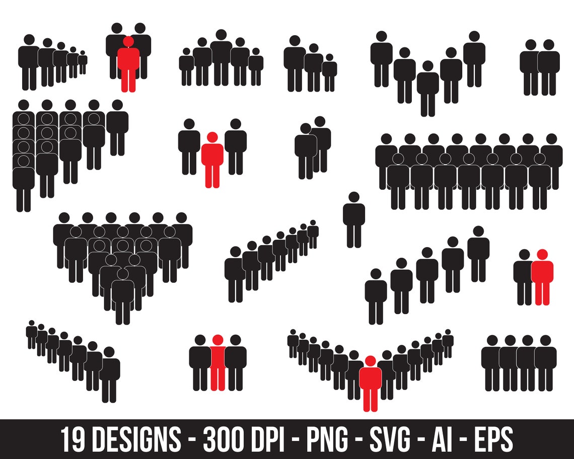 People Icon Clipart Set People Vector Graphics Commercial - Etsy