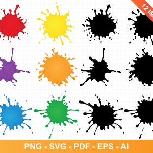 ペイント飛沫クリップアート セット、ベクター グラフィック、商用利用、デジタル画像、デジタル クリップアート、商用利用のクリップアート