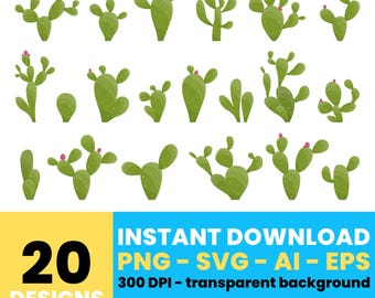 Cactus Clipart Set – Digital Cactus Illustrations, Vector Art for Projects, Commercial Use, Instant Download – CLP547