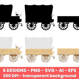 ワイルド ウェスト ワゴン クリップアート セット。商用および個人使用のためのデジタル画像またはベクター グラフィック。