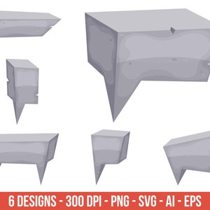 Bolhas de fala de pedra em clipart estilo cartoon - uso comercial de clip art, gráficos vetoriais, imagens digitais, download instantâneo - CLP452
