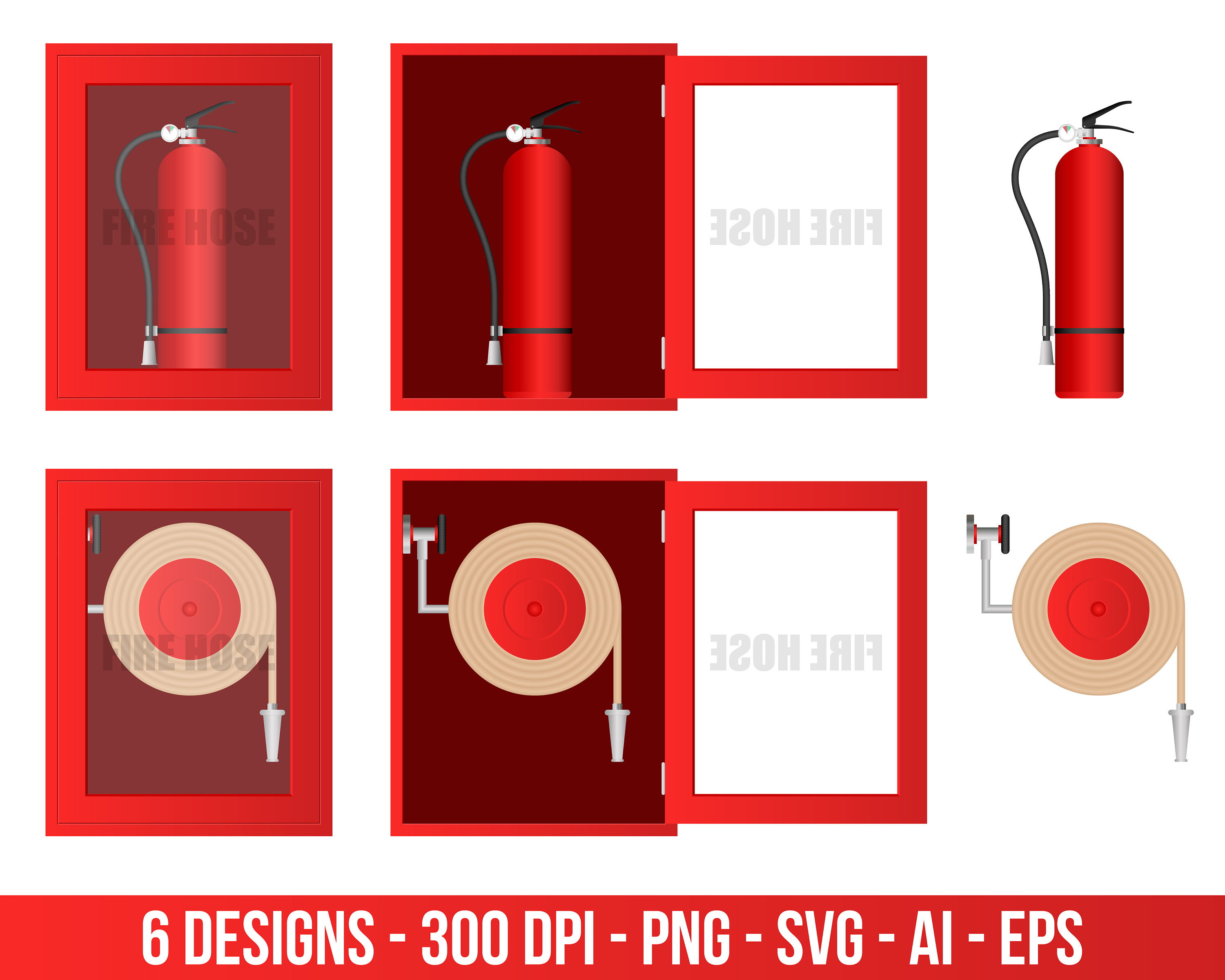 Fire Hose Cabinet Clipart Set. Digital Images or Vector Graphics for  Commercial and Personal Use. -  Canada