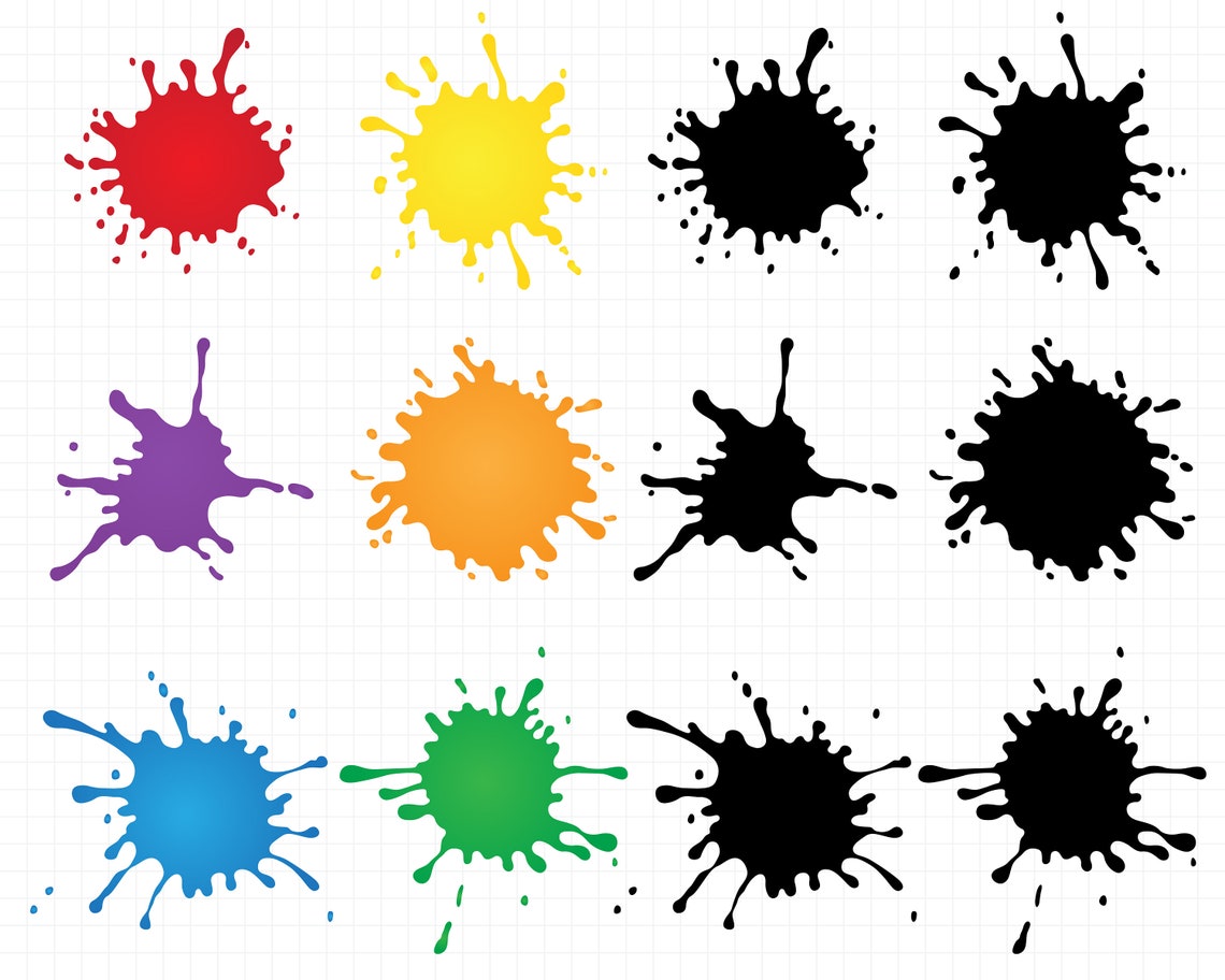 Paint Splashes Clipart Set, Vector Graphics, Commercial Use, Digital