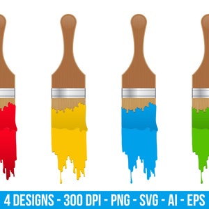 Paint brush clipart set. Digital images or vector graphics for commercial and personal use.