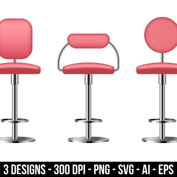 Realistic bar chair clipart set. Digital images or vector graphics for commercial and personal use.