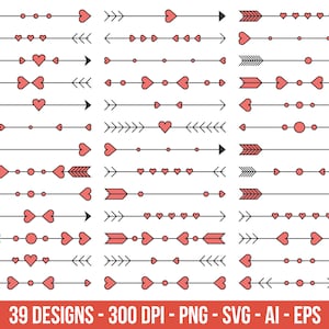 Hand drawn arrows clipart, love clip art, heart arrow – clip art commercial use, vector graphics, digital images, instant download – CLP14