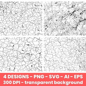 Insieme di clipart di struttura della terra incrinata asciutta. Immagini digitali o grafica vettoriale per uso commerciale e personale.