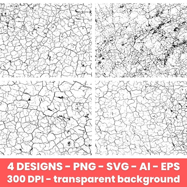 Dry cracked earth texture clipart set. Digital images or vector graphics for commercial and personal use.