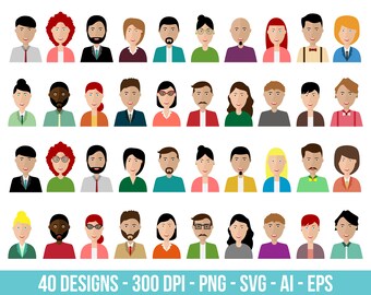 Digital images or vector graphics for commercial and personal use. People avatar clipart set