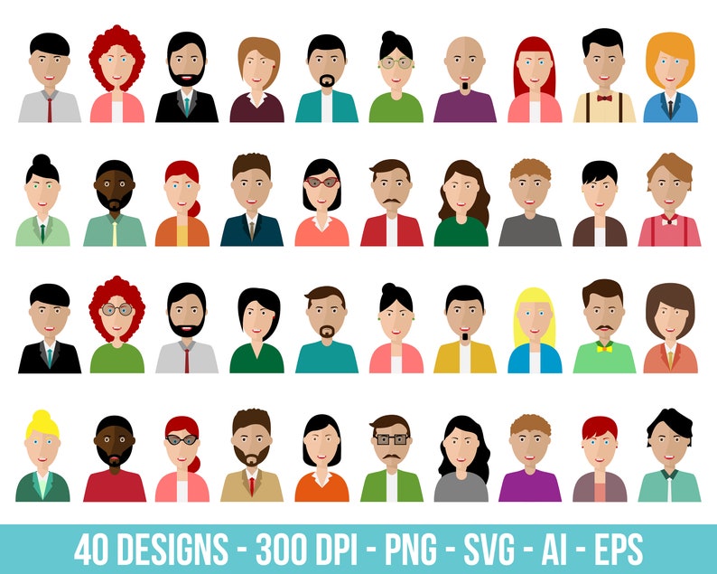 Digital images or vector graphics for commercial and personal use. People avatar clipart set