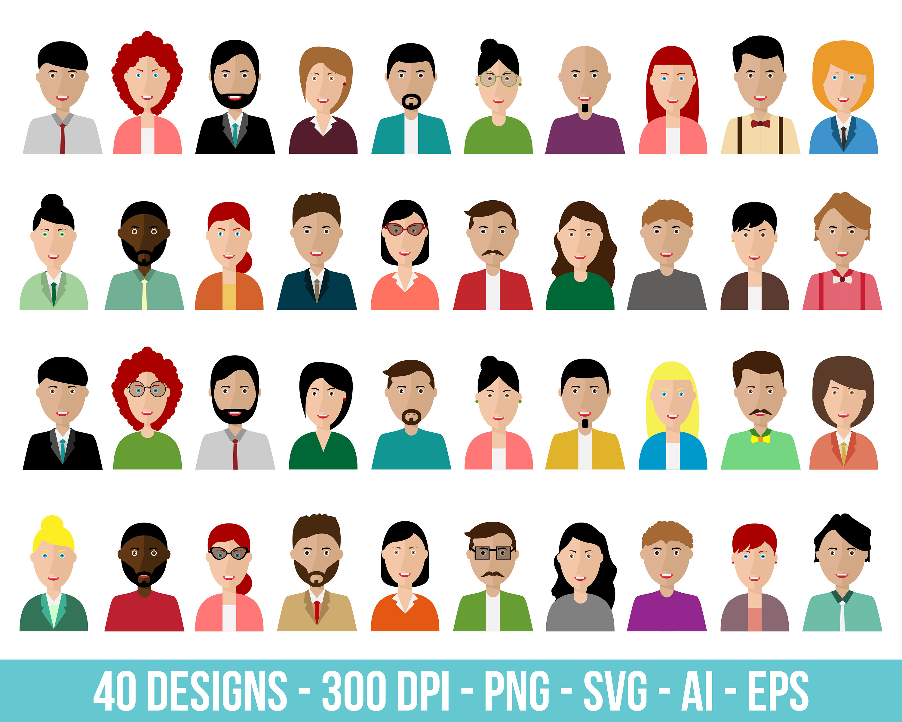 People Avatar Clipart 12 SVG Characters Cute People Avatar 