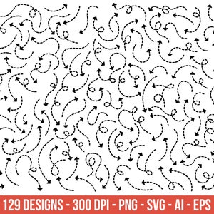 Gestippelde handgetekende pijlen clipart, pijl vector clip art – clip art commercieel gebruik, vector graphics, digitale afbeeldingen, instant download – CLP9