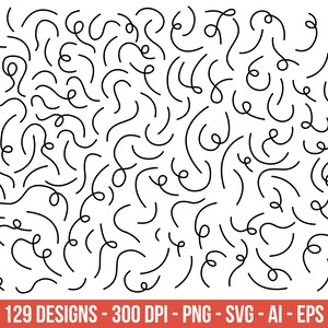 Hand drawn lines clipart, curve line – clip art commercial use, vector graphics, digital images, instant download – CLP18