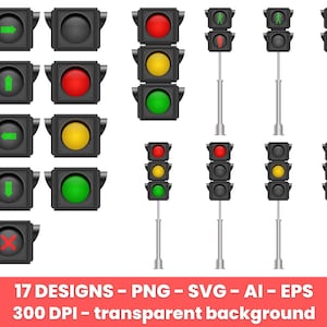 Ampel Clipart-Set. Digitale Bilder oder Vektorgrafiken für den kommerziellen und persönlichen Gebrauch.