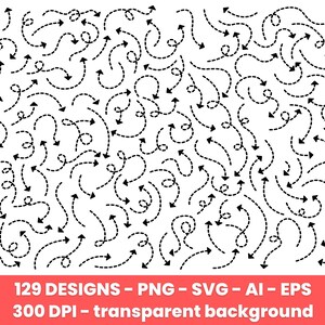 Gestippelde hand getrokken pijlen clipart, pijl vector illustraties – clip art commercieel gebruik, vectorafbeeldingen, digitale beelden, instant download – CLP8