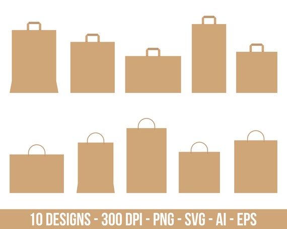 Shopping paper bag clipart set. Digital images or vector graphics for  commercial and personal use.