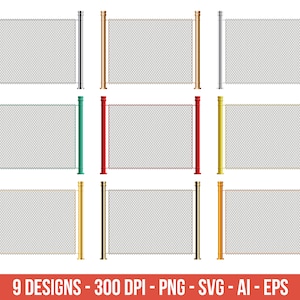 Wire fence in realistic style clipart – clip art commercial use, vector graphics, digital images, instant download – CLP482