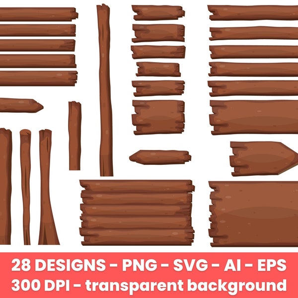 Wooden planks clipart, cartoon style – clip art commercial use, vector graphics, digital images, instant download – CLP28