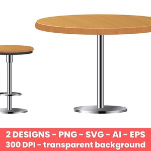 Bar table and chair clipart set. Digital images or vector graphics for commercial and personal use.