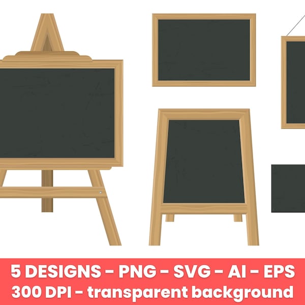 Blackboard in different sisez clipart set. Digital images or vector graphics for commercial and personal use.
