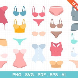 Female underwear clipart set, underpants vector graphics, commercial use, digital images, digital clip art, clipart commercial use