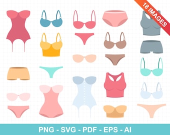 Female underwear clipart set, underpants vector graphics, commercial use, digital images, digital clip art, clipart commercial use