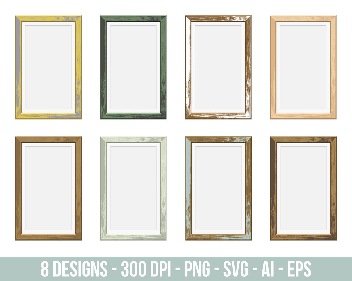 Wooden Picture Frame Clipart Set. Digital Images or Vector Etsy