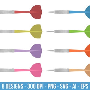Dart pijlen clipart set. Digitale afbeeldingen of vectorafbeeldingen voor commercieel en persoonlijk gebruik.