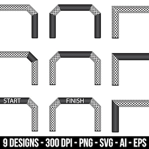 Inflatable finish and start line clipart set. Digital images or vector graphics for commercial and personal use.