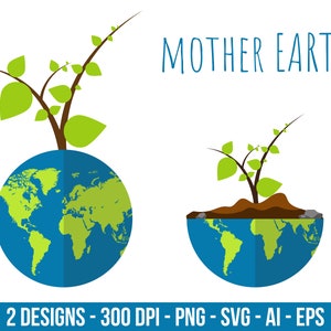 A planta cresce a partir do conjunto de clipart do planeta. Imagens digitais ou gráficos vetoriais para uso comercial e pessoal.