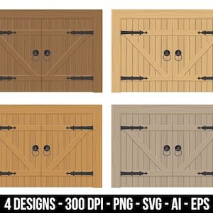 Old wooden door clipart set. Digital images or vector graphics for commercial and personal use.