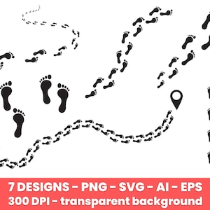 Menschlicher Fußabdruck Clipart-Set. Digitale Bilder oder Vektorgrafiken für den kommerziellen und persönlichen Gebrauch.