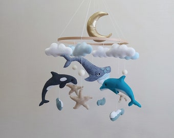 Handgemachter Wal Baby Mobile: Ocean Kinderzimmer Dekor