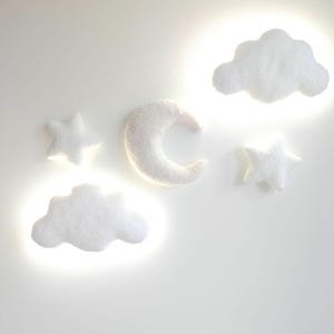Nube decorativa de pared suave. Lámpara de nube bouclé. Lámpara de noche para habitación infantil. Decoración para habitación de niños.