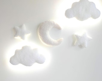 Handmade Bouclé Cloud Wall Light: Nursery Night Lamp, Kids Room Decor