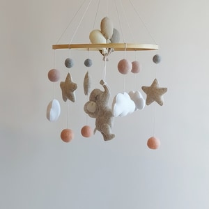 Baby mobile elephant air balloon baby mobile Nursery mobile elephant Baby crib mobile Gift for future mother hanging mobile baby shower gift