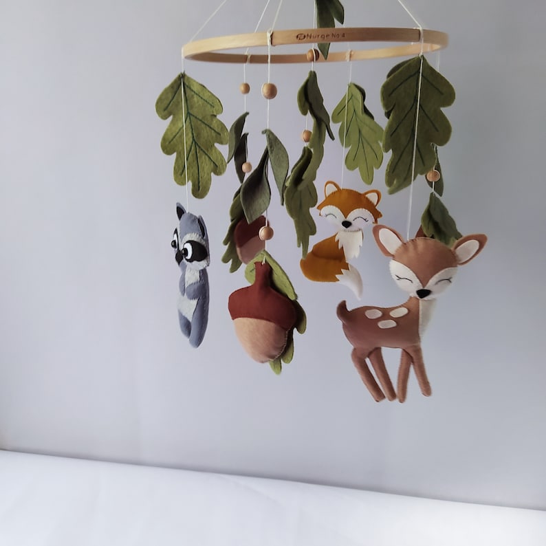 Baby mobile Woodland baby mobile / Nursery mobile woodland/ Baby crib mobile /Gift for future mother, hanging mobile, baby shower gift zdjęcie 4