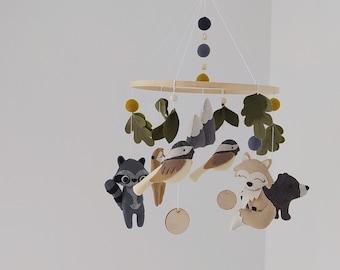 Mobile pour chambre de bébé Animaux de la forêt / Mobile pour chambre de bébé dans les bois / Mobile pour lit de bébé / Cadeau pour future maman, mobile suspendu, cadeau de baby shower