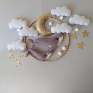 Whales baby mobile /Nursery sea ocean /crib mobile newborn /baby shower gift /Handmade baby mobile /Sea  nursery/Baby shower gift