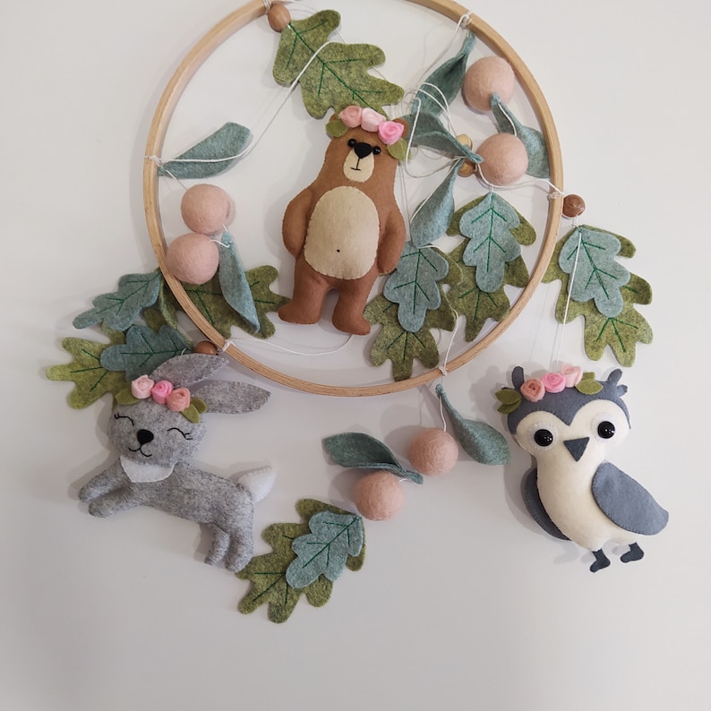 Baby Mobile Girl Woodland Baby Mobile / Nursery Mobile Etsy