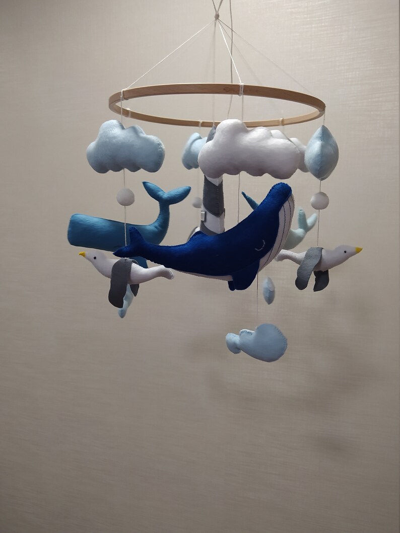 Baby mobile whales blue whale baby mobile nursery crib Etsy