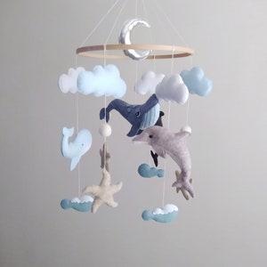 Whale baby mobile Ready to ship today nursery baby crib mobile hanging mobile baby mobile sea narwhal baby mobile newborn baby shower mobile