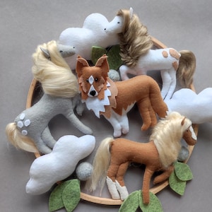 Farm Animal Crib Mobile: Felt Horse Nursery Decor