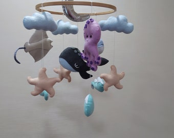 Wal Baby Mobile: Handgemachte Filz Ozean Kinderzimmer Dekoration