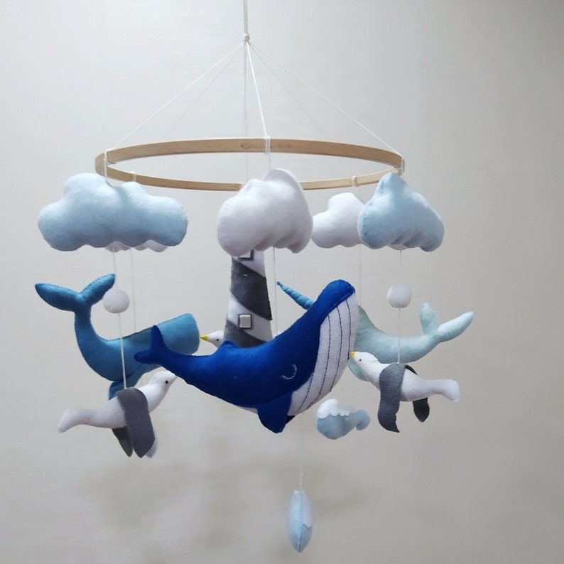 Baby mobile whales blue whale baby mobile nursery crib Etsy