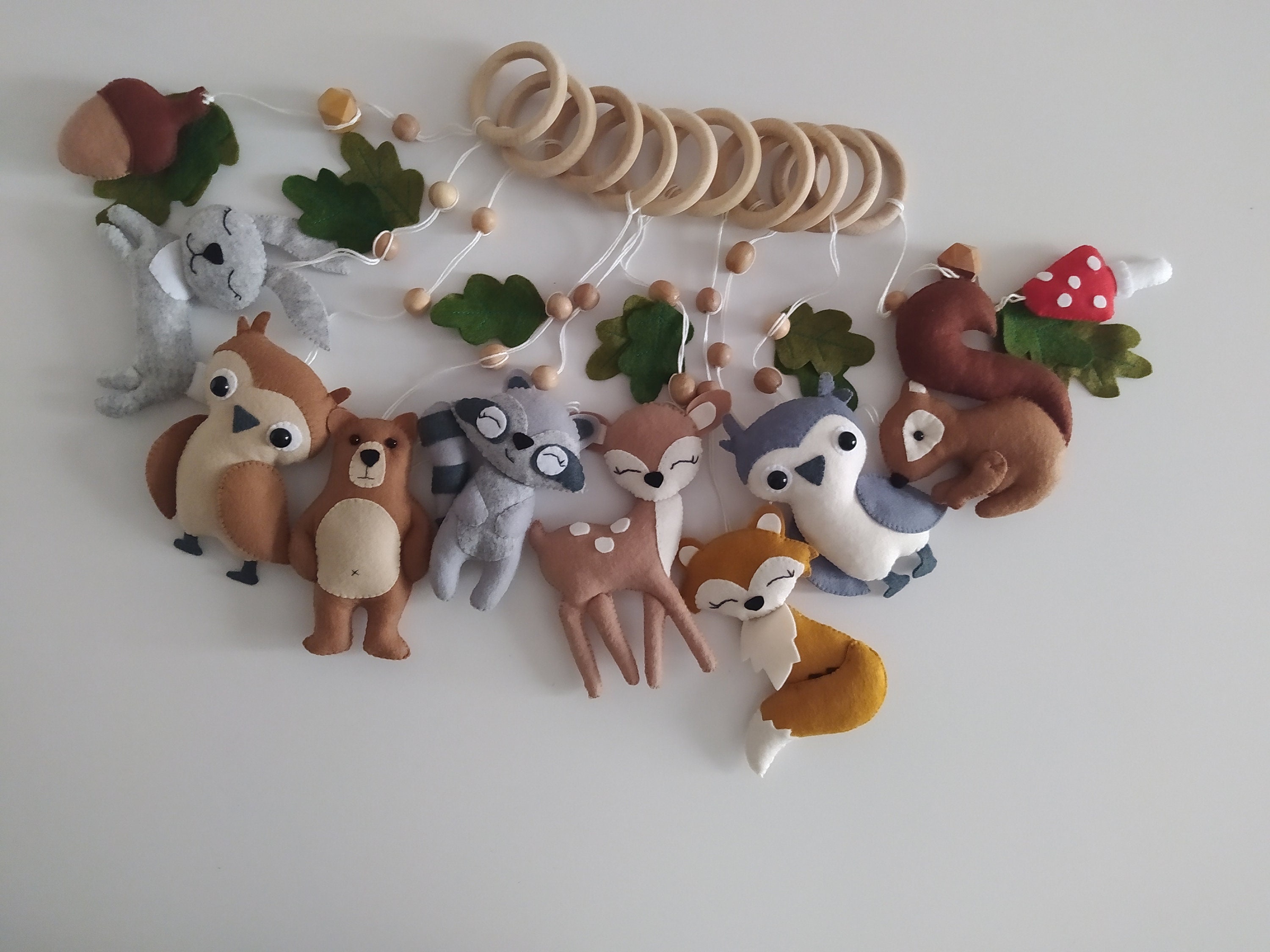 Woodland baby play gym toys/baby gym hanging toys/baby gym forest/baby shower gift/forest animals