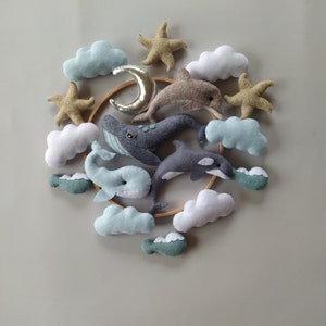 Whales baby mobile /Nursery sea ocean /crib mobile newborn /baby shower gift /Handmade baby mobile /Sea boy nursery