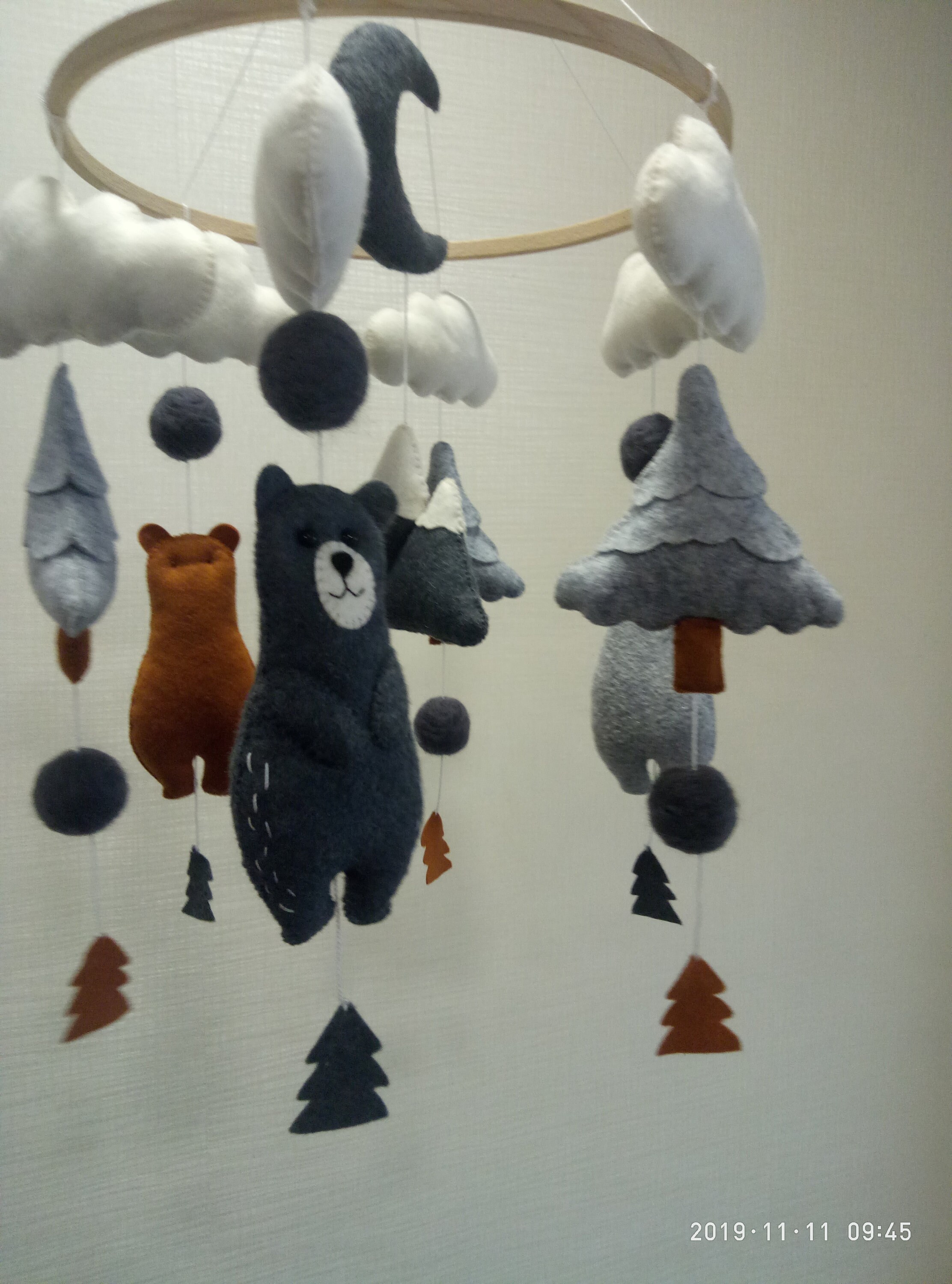 Baby crib mobile bear Woodland mobile Bear mobile Mobile Etsy