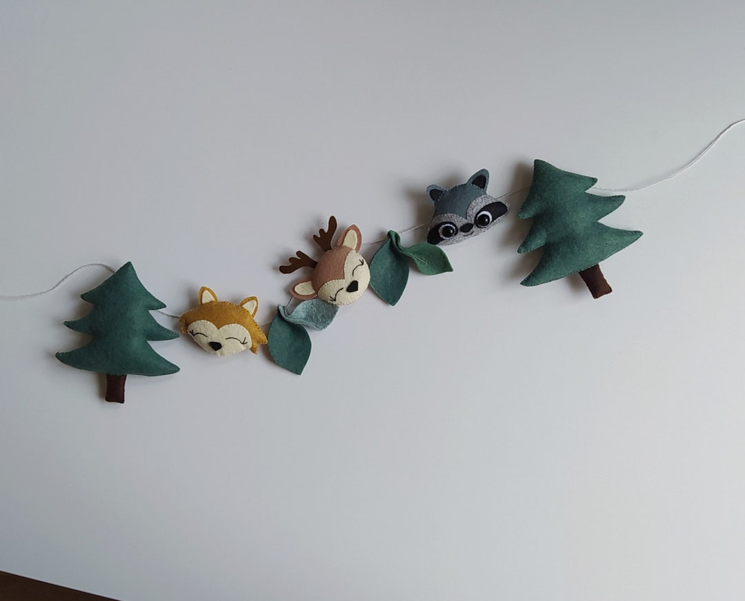 Woodland Animals Garland, Felt Garland Nursery, Woodland Nursery Decor